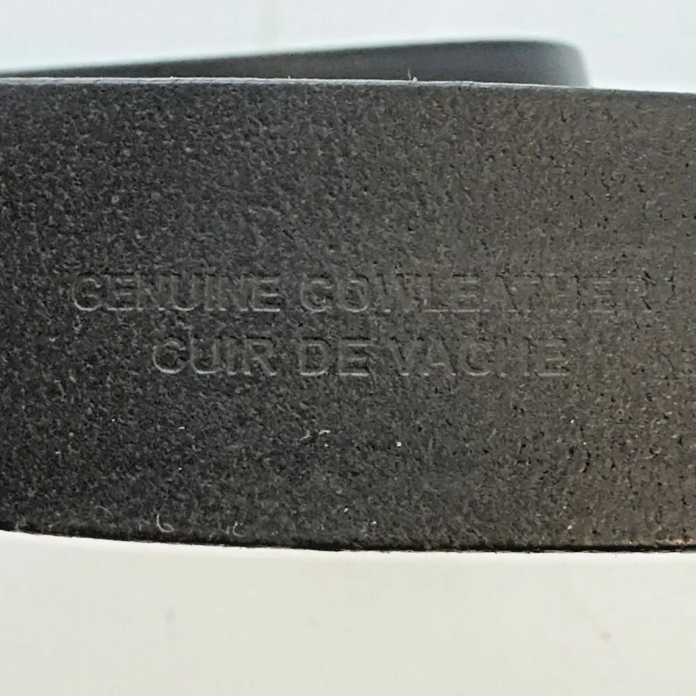 Hugo Boss Black Cow Leather Belt Men's 38 Engraved HB Silver Tone Buckle 5128